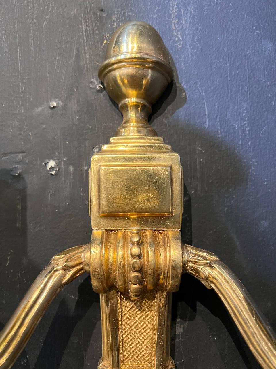 American Classical 1920's Caldwell Gilt Bronze Sconces  For Sale