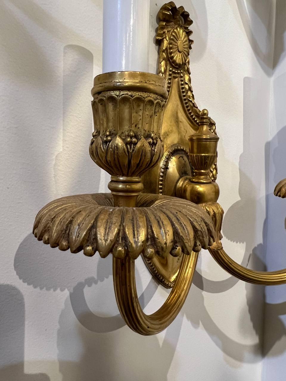 American 1920s Caldwell Gilt Bronze Sconces For Sale