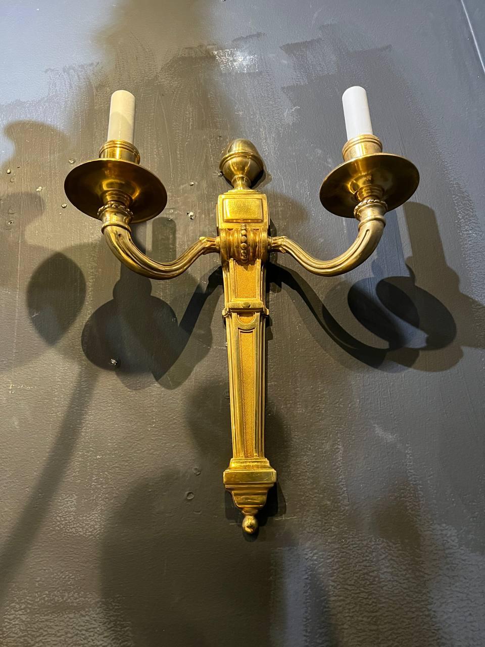 American 1920's Caldwell Gilt Bronze Sconces  For Sale