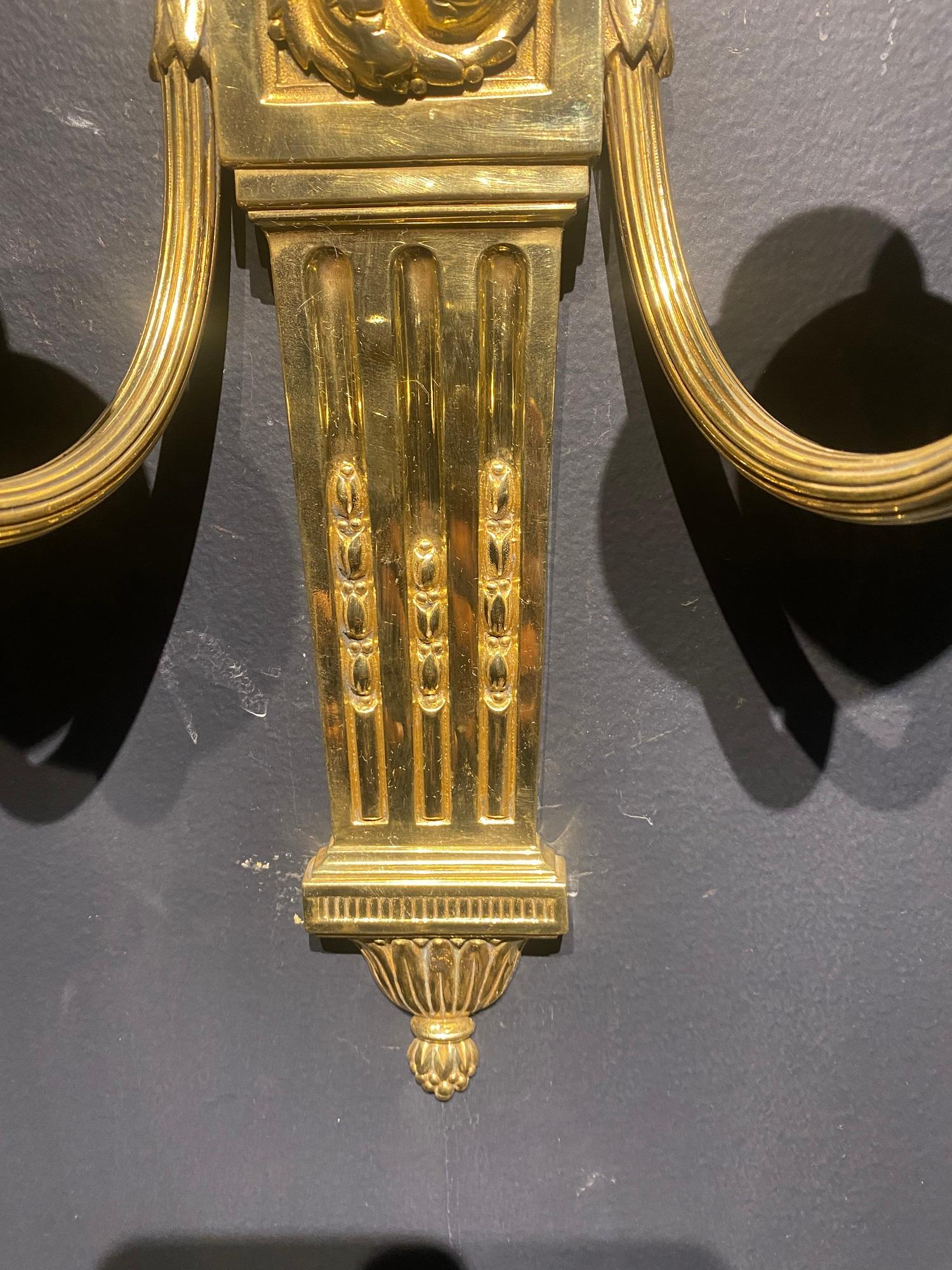 1920s Caldwell Gilt Bronze Sconces In Good Condition For Sale In New York, NY