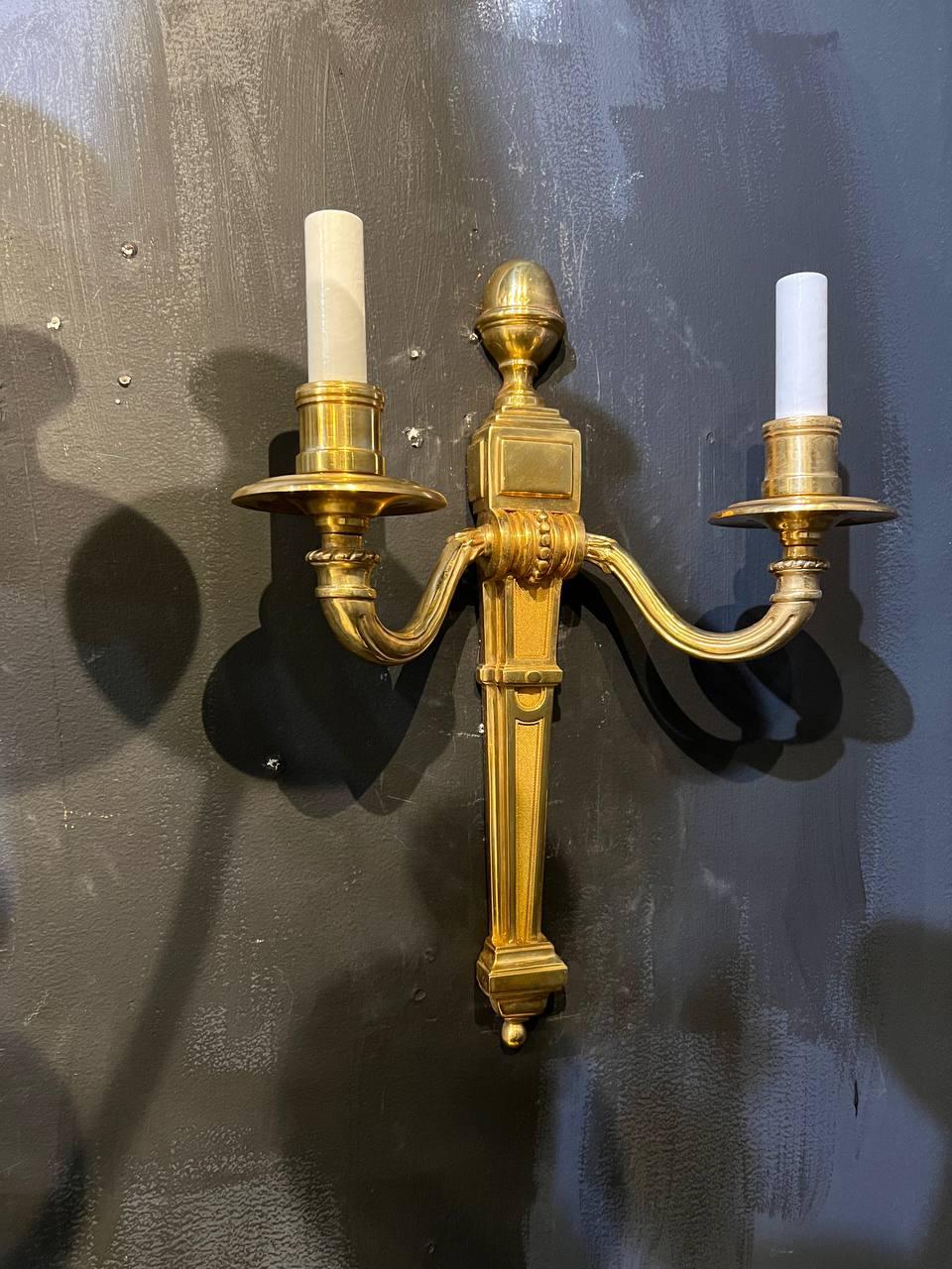 1920's Caldwell Gilt Bronze Sconces  In Good Condition For Sale In New York, NY