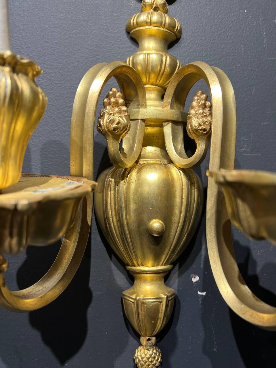 Early 20th Century 1920s Caldwell Gilt Bronze Sconces For Sale