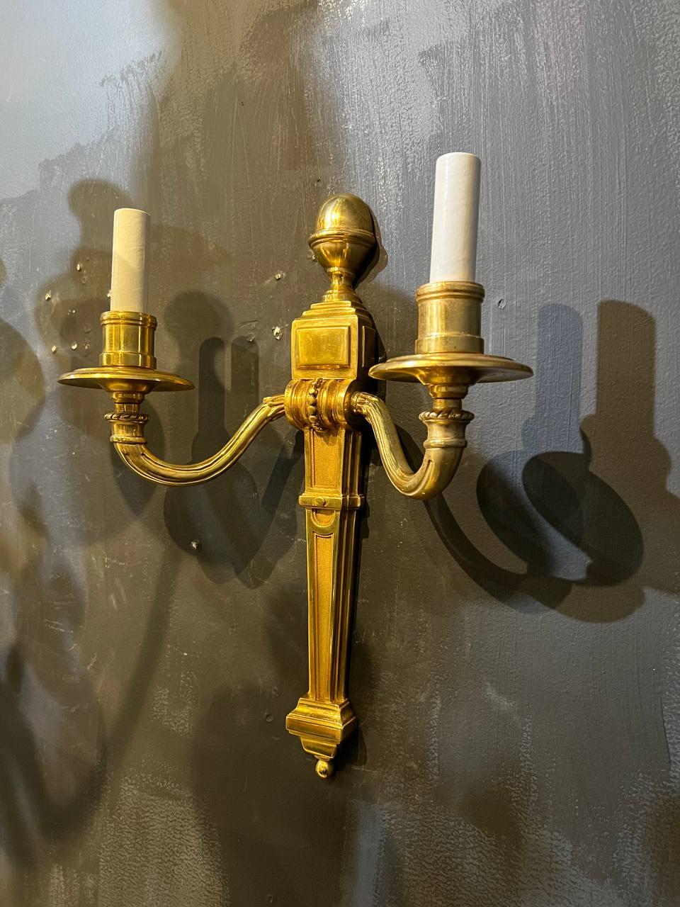 Early 20th Century 1920's Caldwell Gilt Bronze Sconces  For Sale