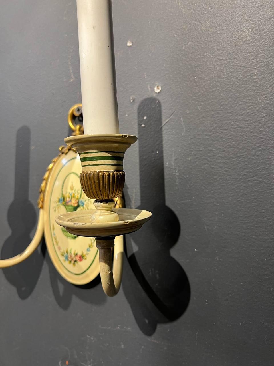 American 1920s Caldwell Hand Painted Sconces For Sale