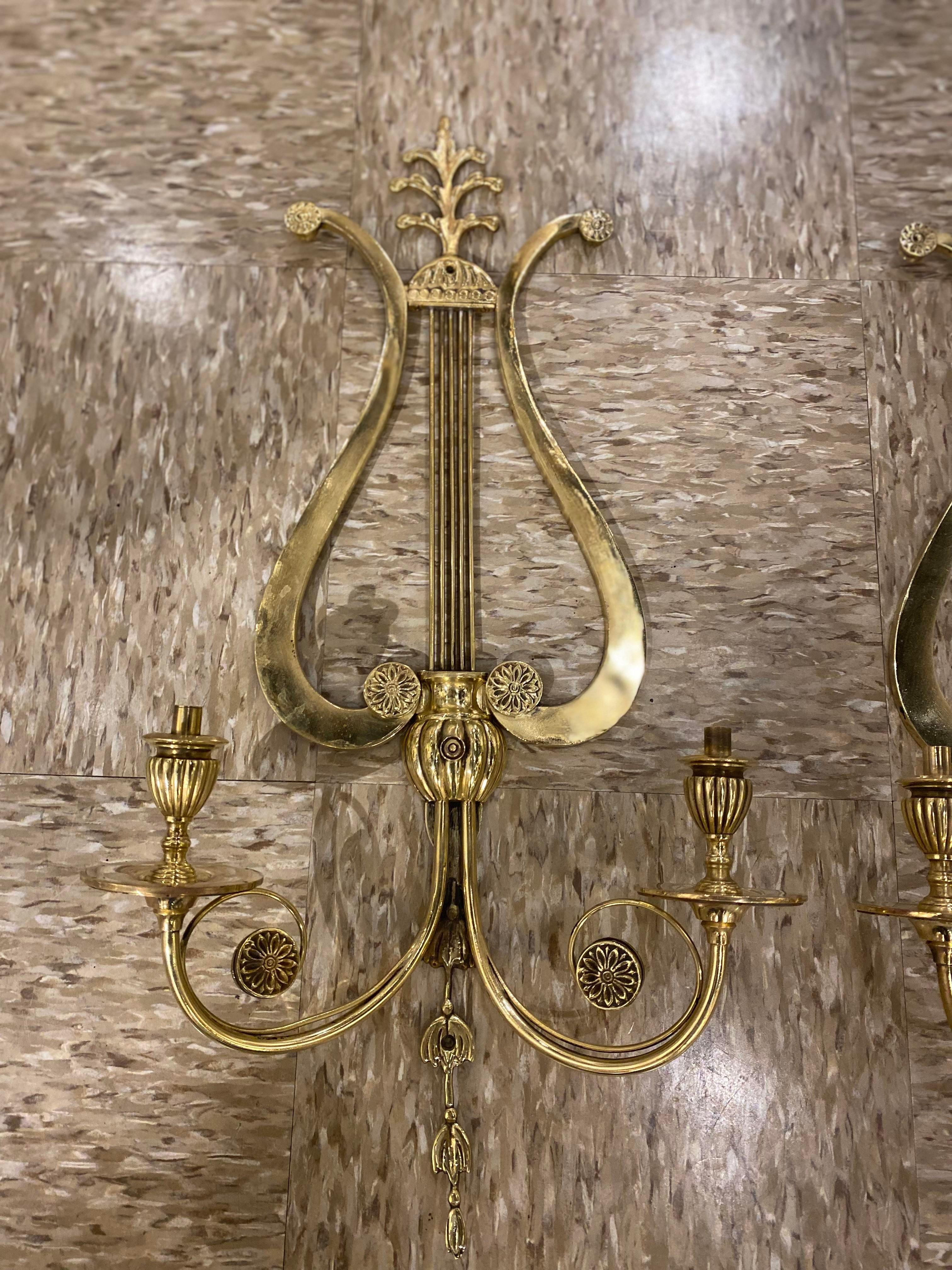 American 1920’s Caldwell Lire Shaped Sconces For Sale