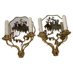 Pair of Caldwell Mirrored Backplate Sconces, Circa 1920s