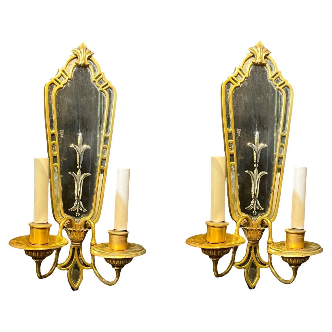 1920's Caldwell Mirrored Backplate Sconces For Sale