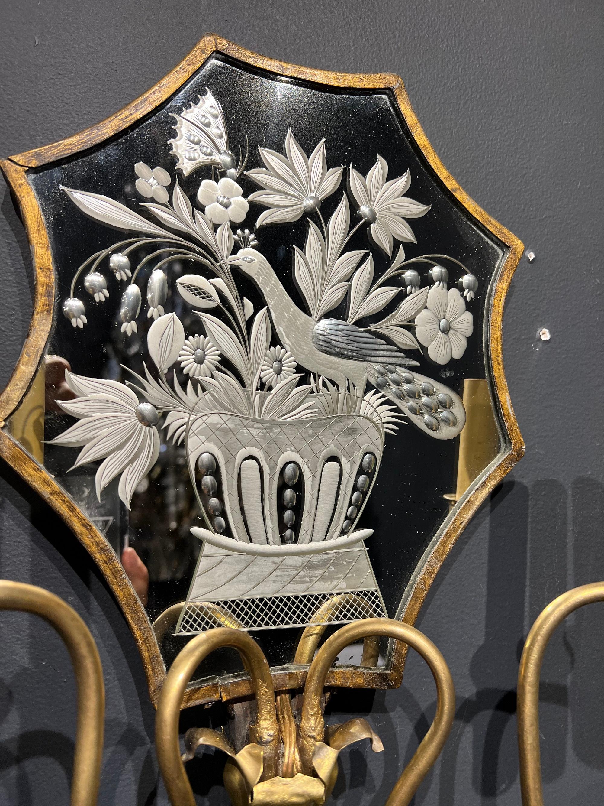 American Classical Pair of Caldwell Mirrored Sconces, Circa 1920s