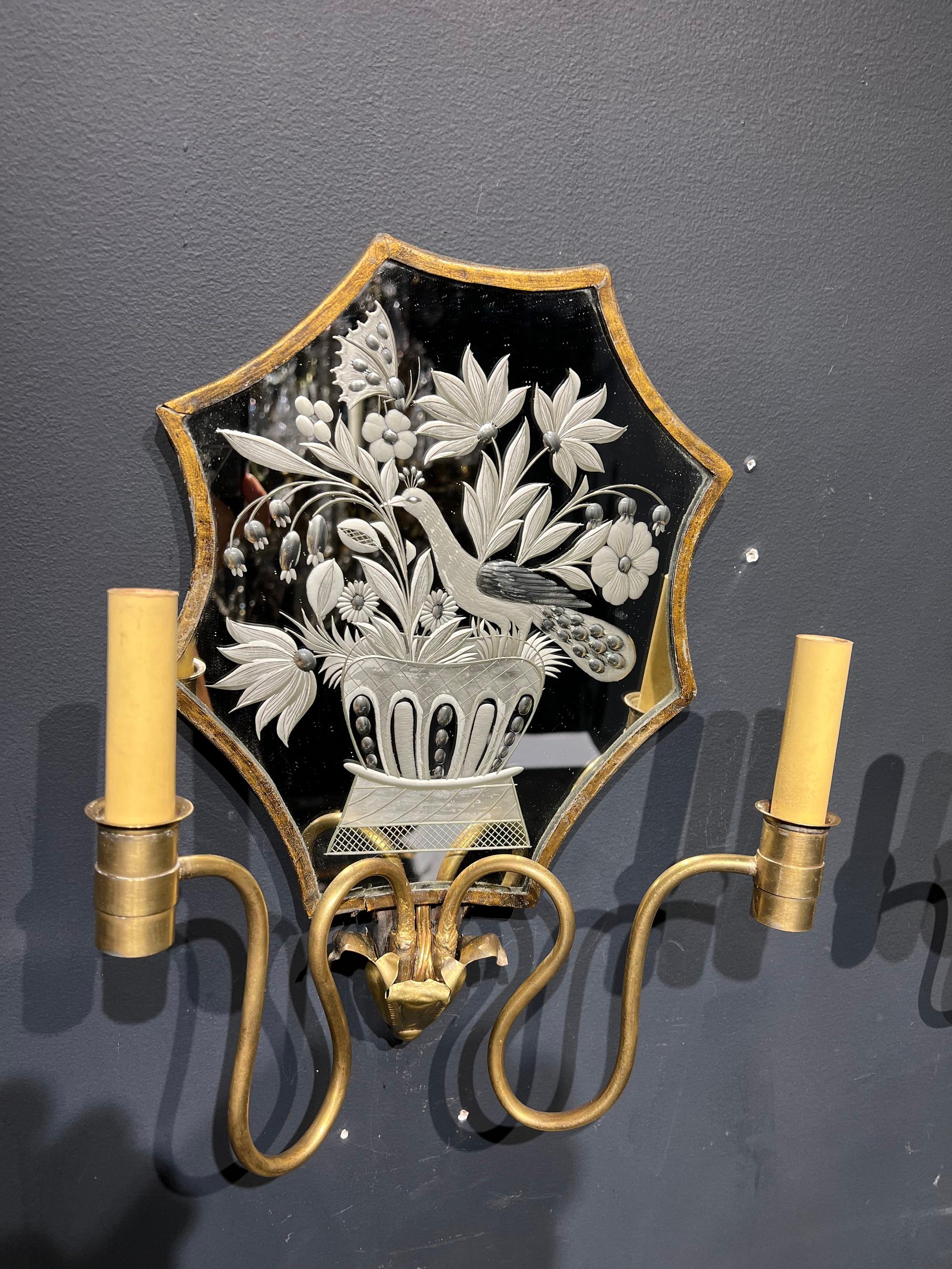 Pair of Caldwell Mirrored Sconces, Circa 1920s In Good Condition In Astoria, NY
