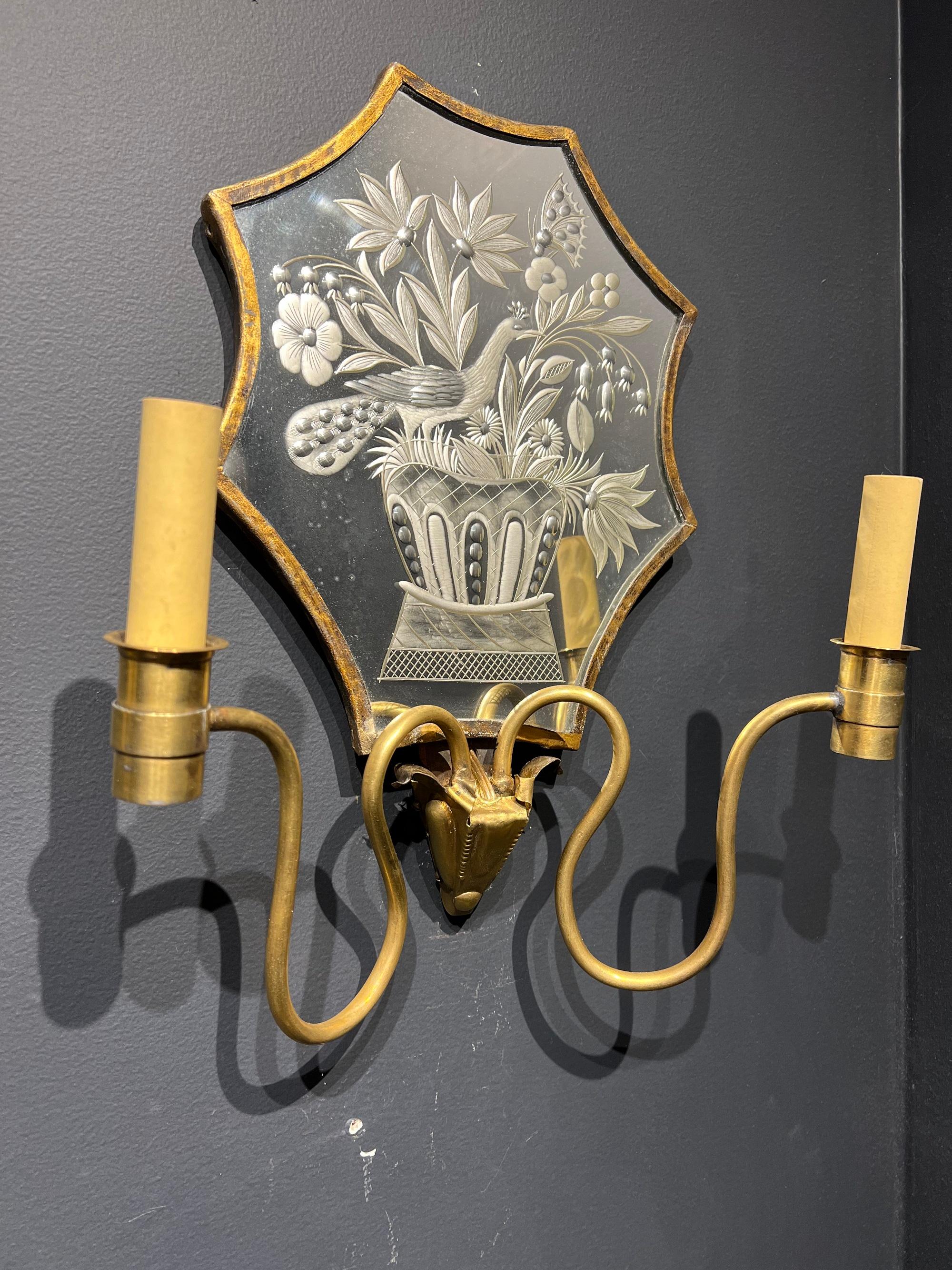 20th Century Pair of Caldwell Mirrored Sconces, Circa 1920s