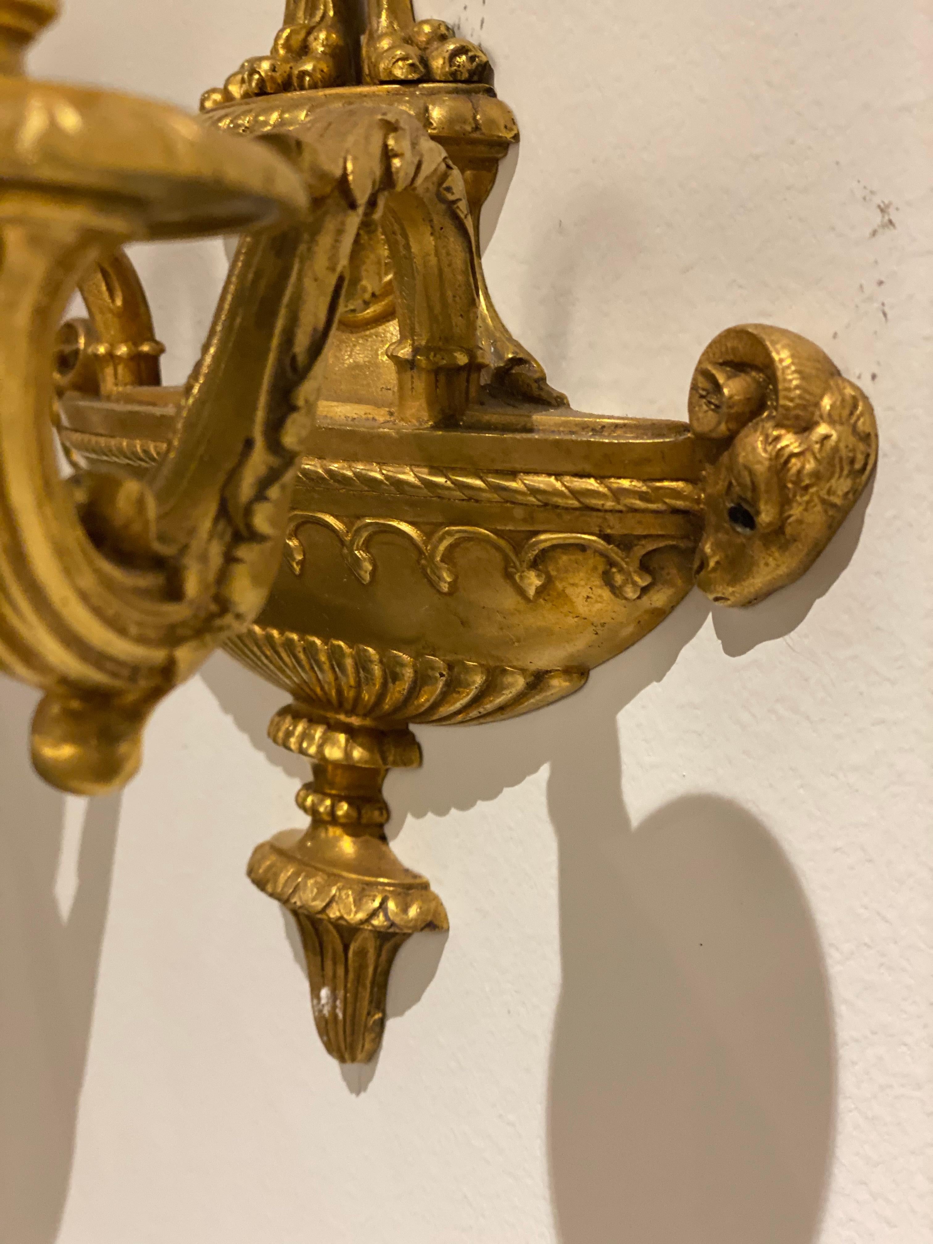 Neoclassical 1920s Caldwell Neoclassic Bronze Sconces For Sale