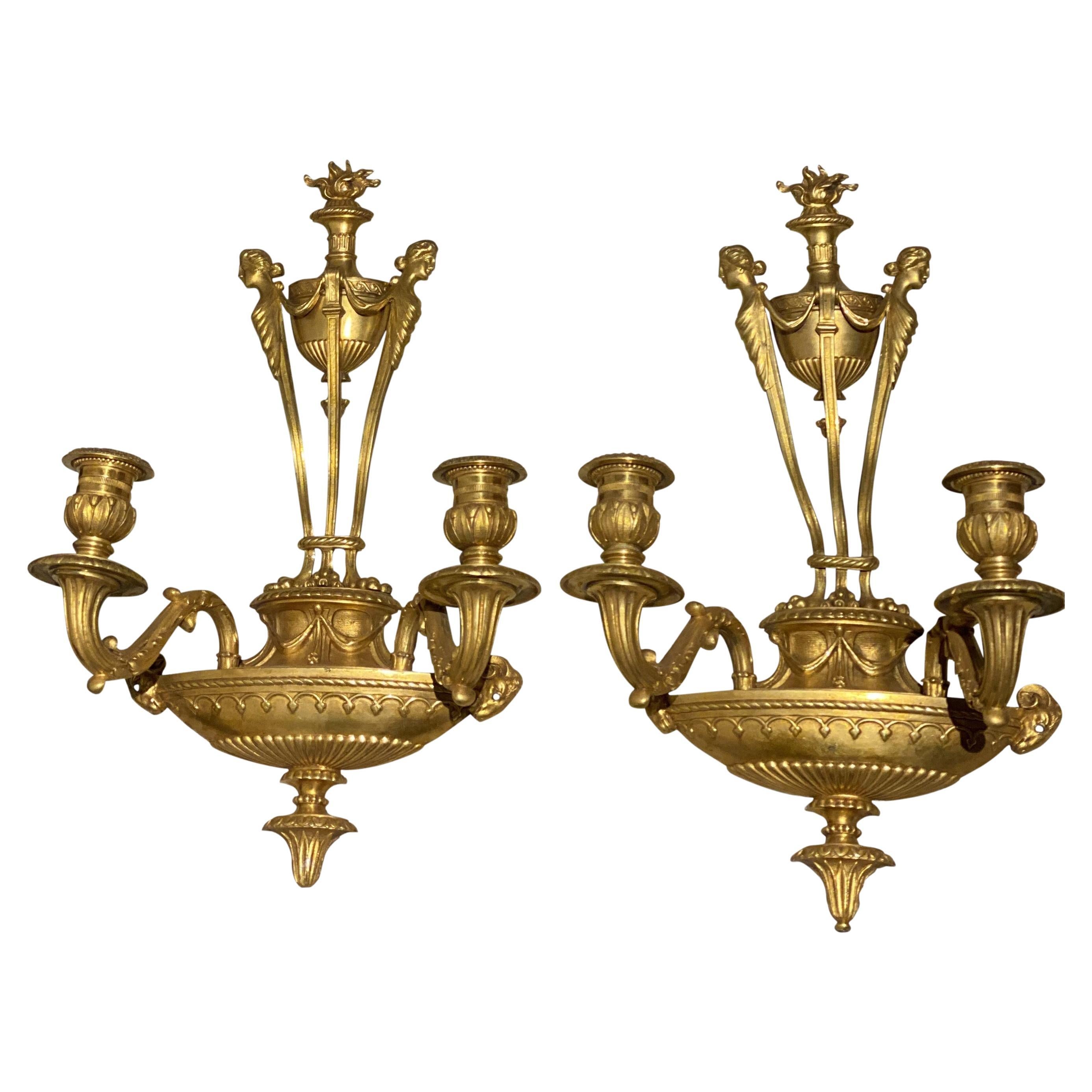 1920s Caldwell Neoclassic Bronze Sconces For Sale