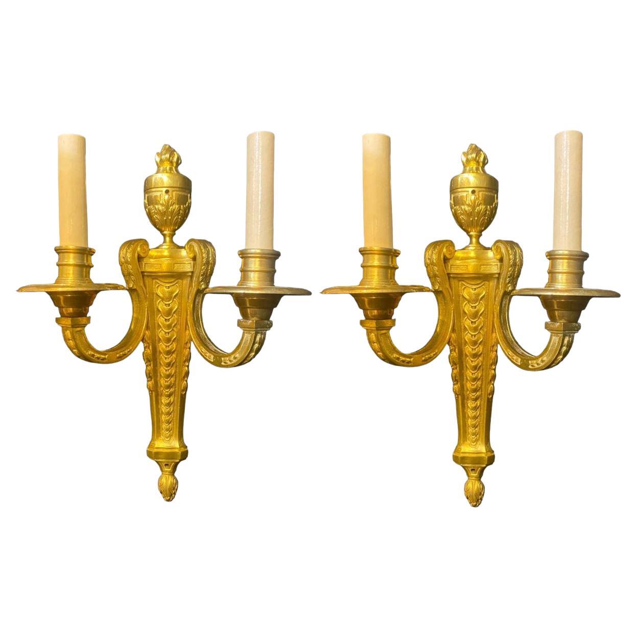 1920's Neoclassic Caldwell Gilt Bronze sconces For Sale