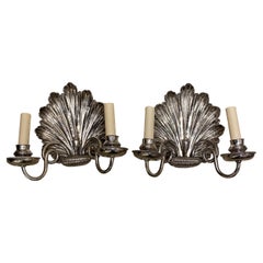 1920s Caldwell Shell Silver Plated Sconces