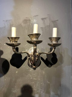 1920 Caldwell Silver Plated 3 Lights Sconces