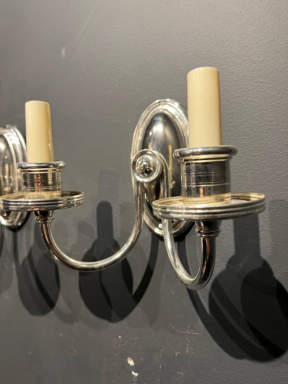American 1920s Caldwell Silver plated bronze Sconces For Sale