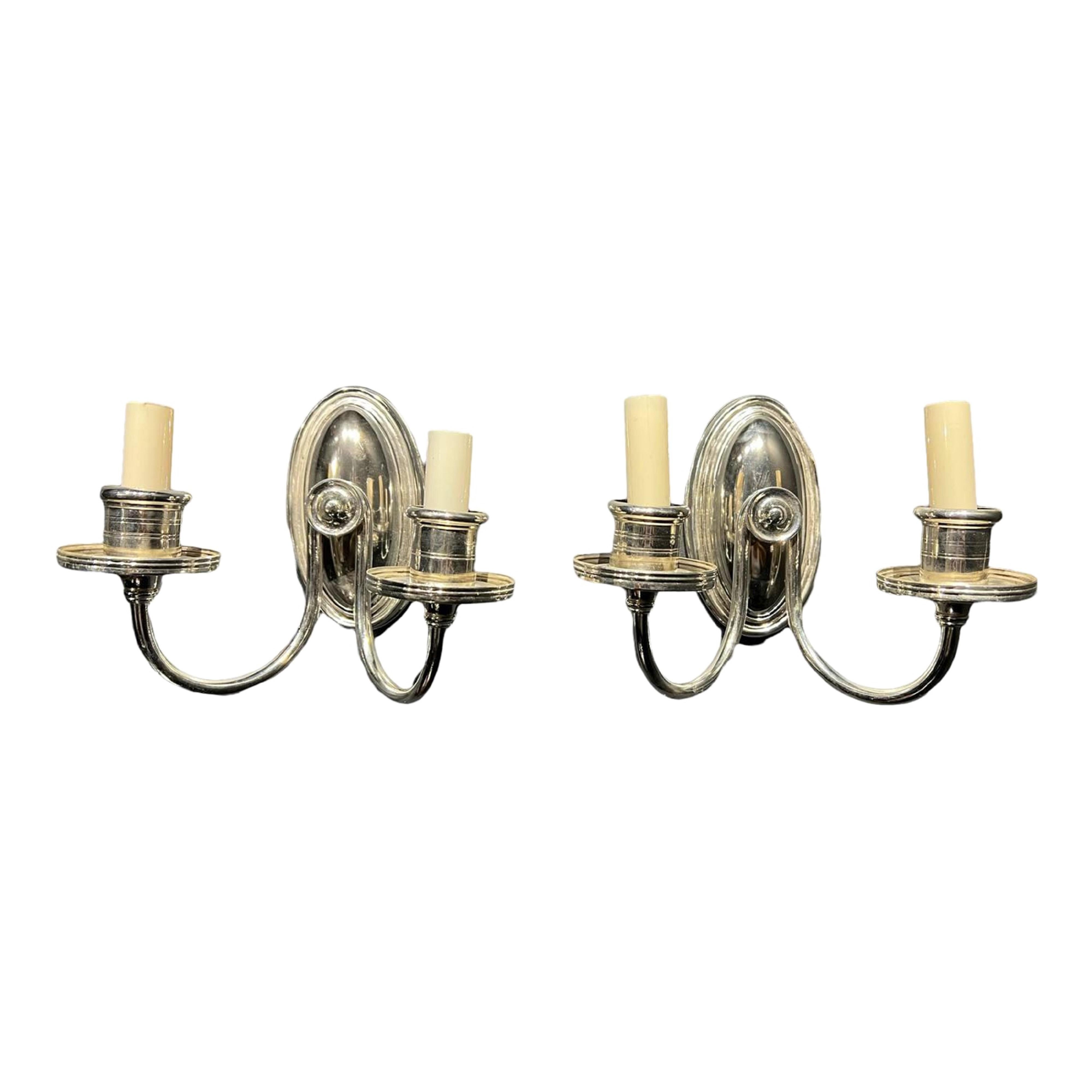 1920s Caldwell Silver plated bronze Sconces