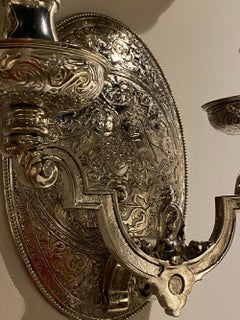 1920s Caldwell Silver Plated Ornament Sconces