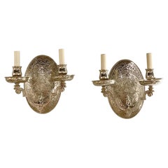 1920s Caldwell Silver Plated Ornament Sconces 