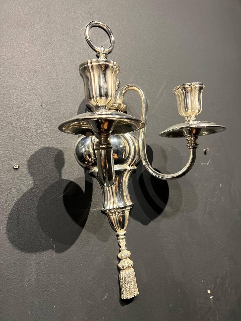 American Classical 1920’s Caldwell silver plated Sconces For Sale