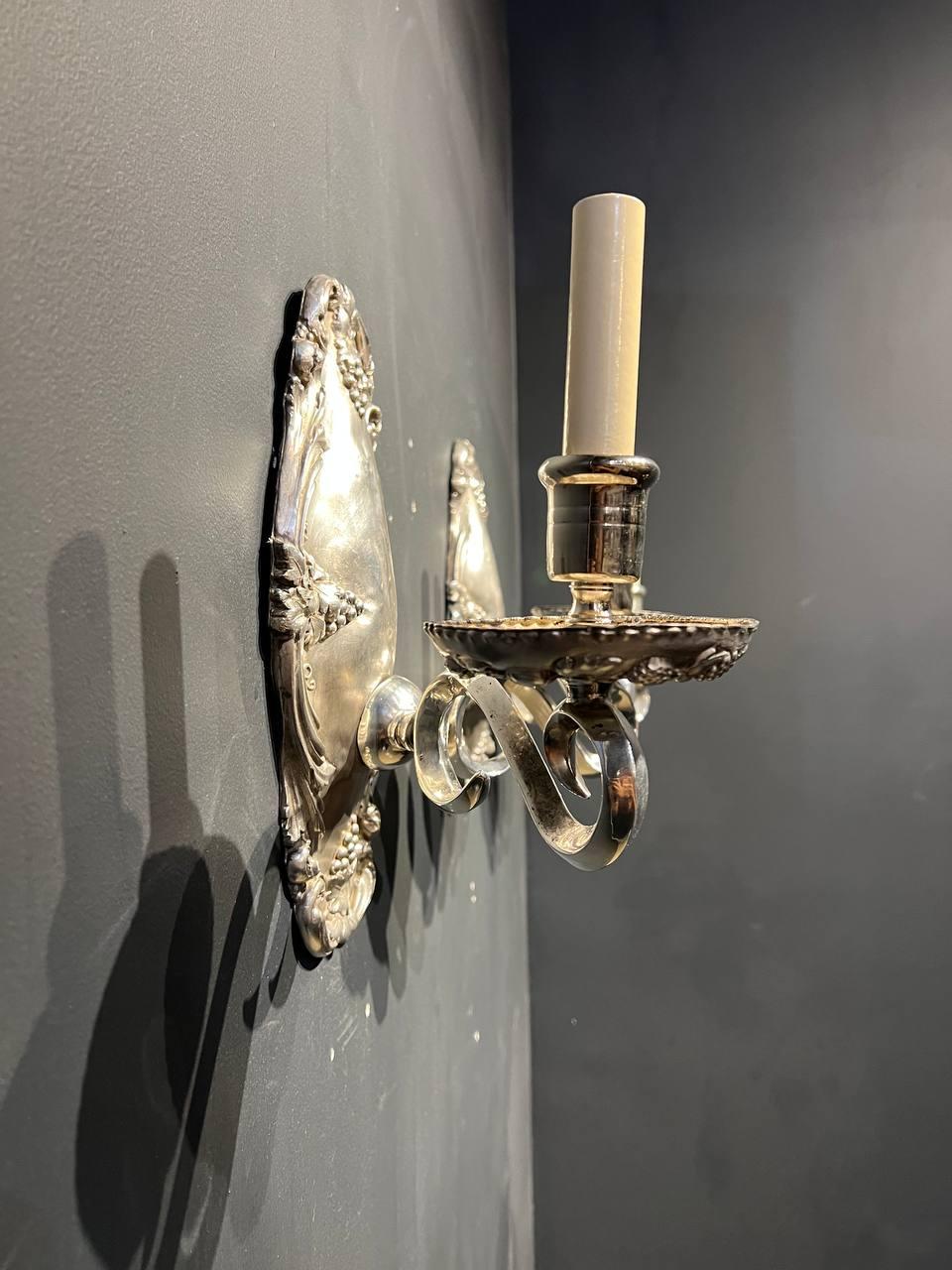 1920’s Caldwell Silver Plated Sconces In Good Condition In New York, NY