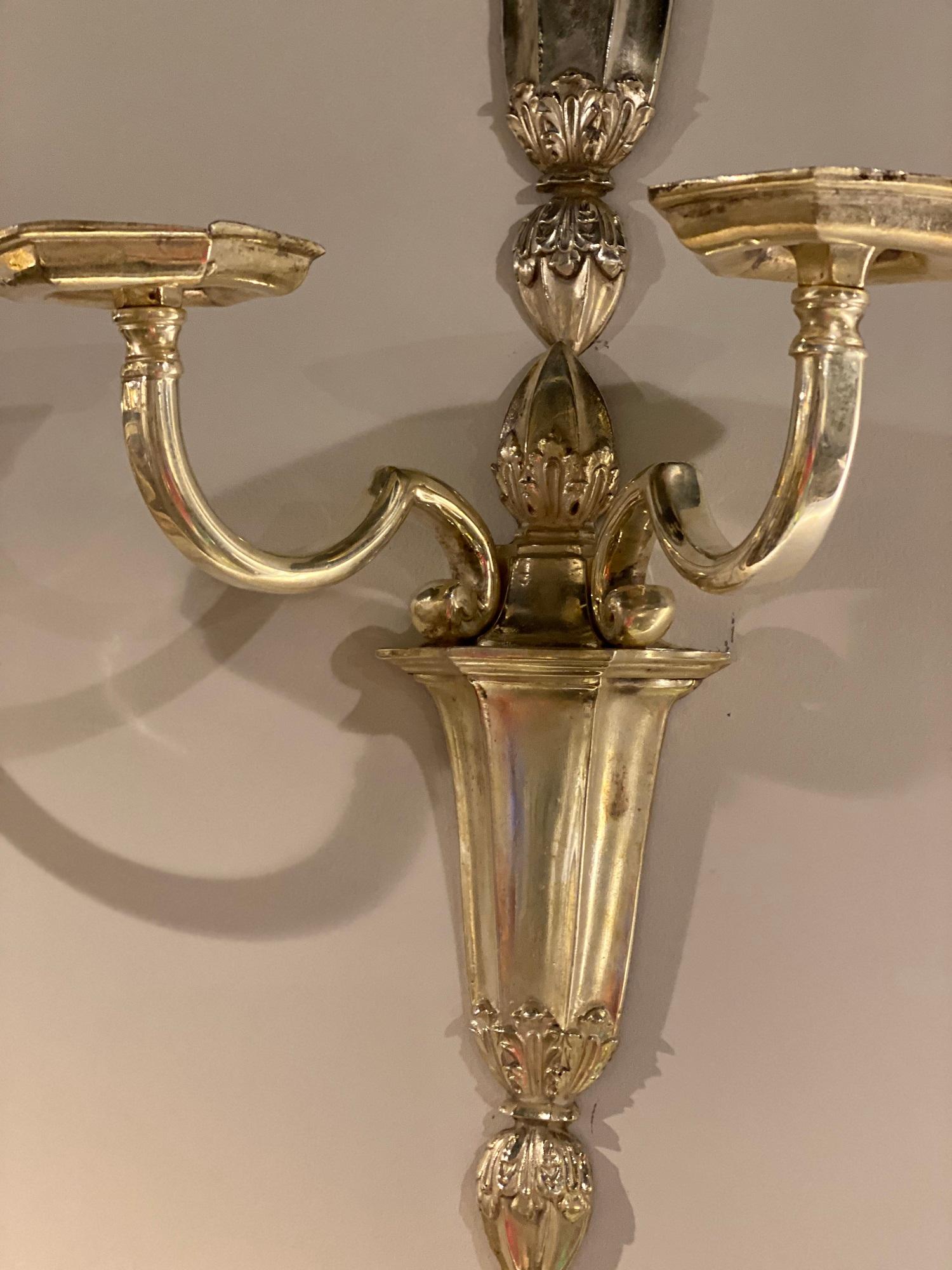American 1920's Caldwell Silver Plated Sconces For Sale