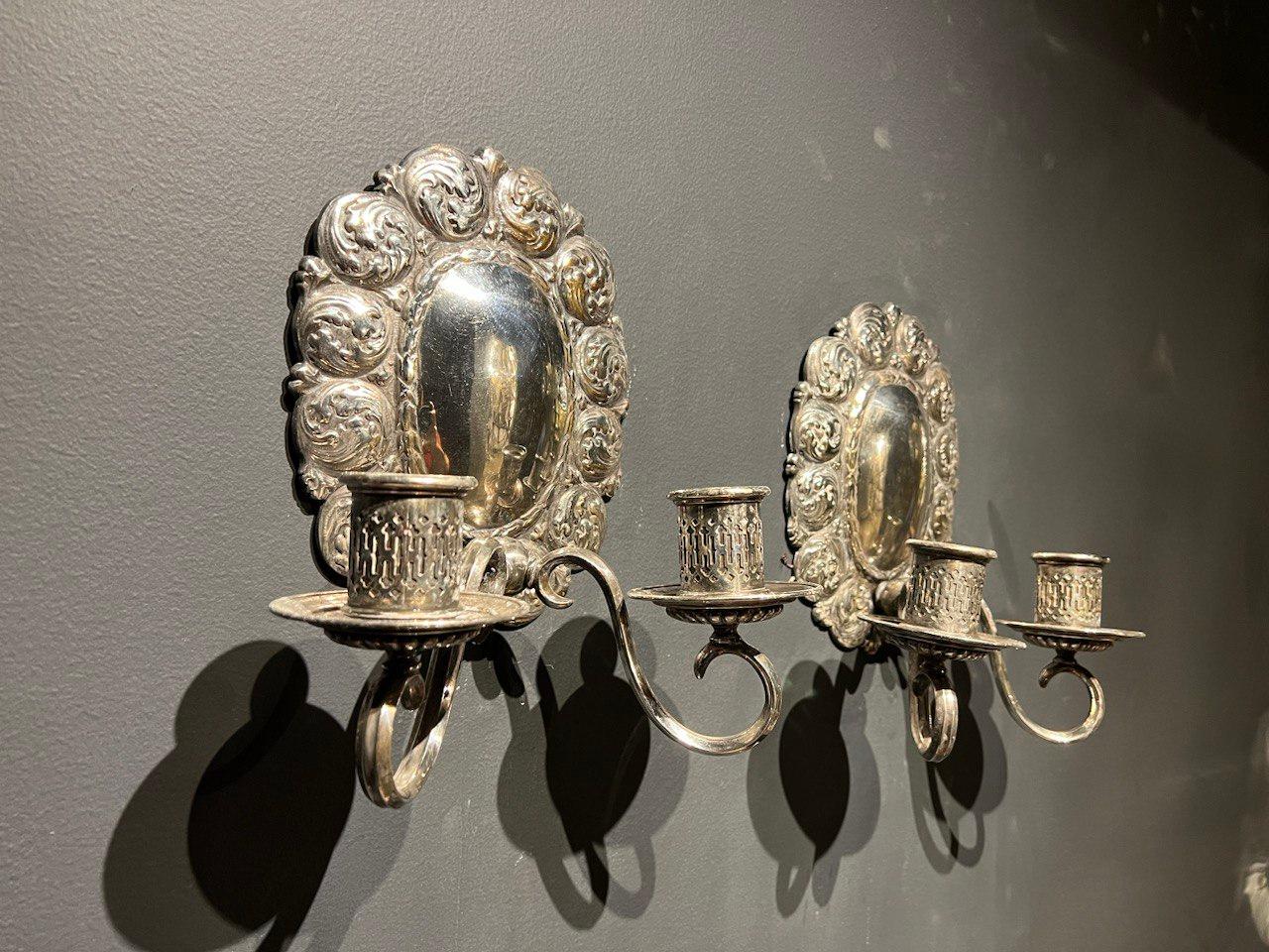 1920s Caldwell Silver Plated Sconces In Good Condition For Sale In New York, NY