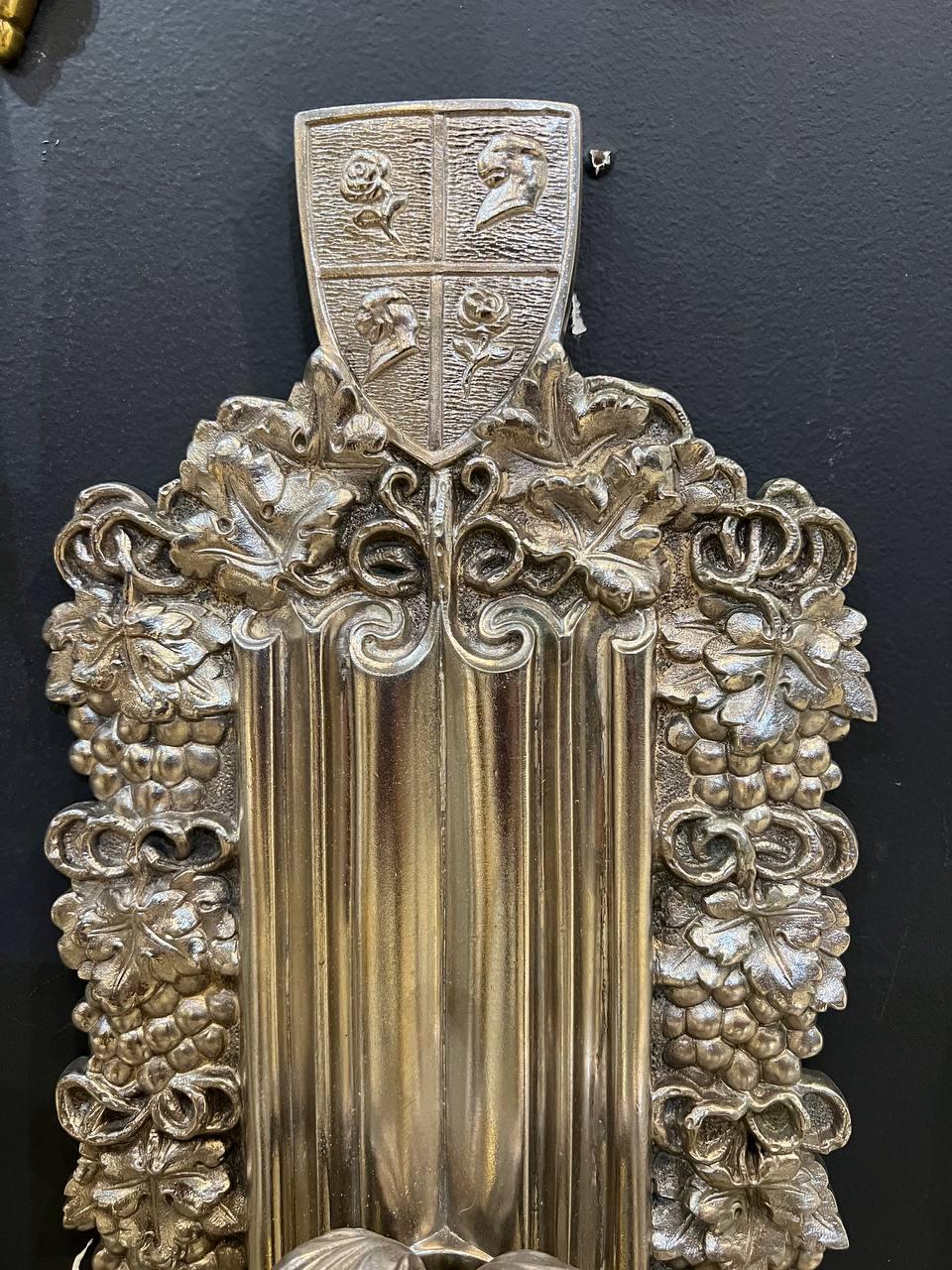 1920's Caldwell Neoclassic Silver Plated Sconces with Grapes  In Good Condition For Sale In New York, NY