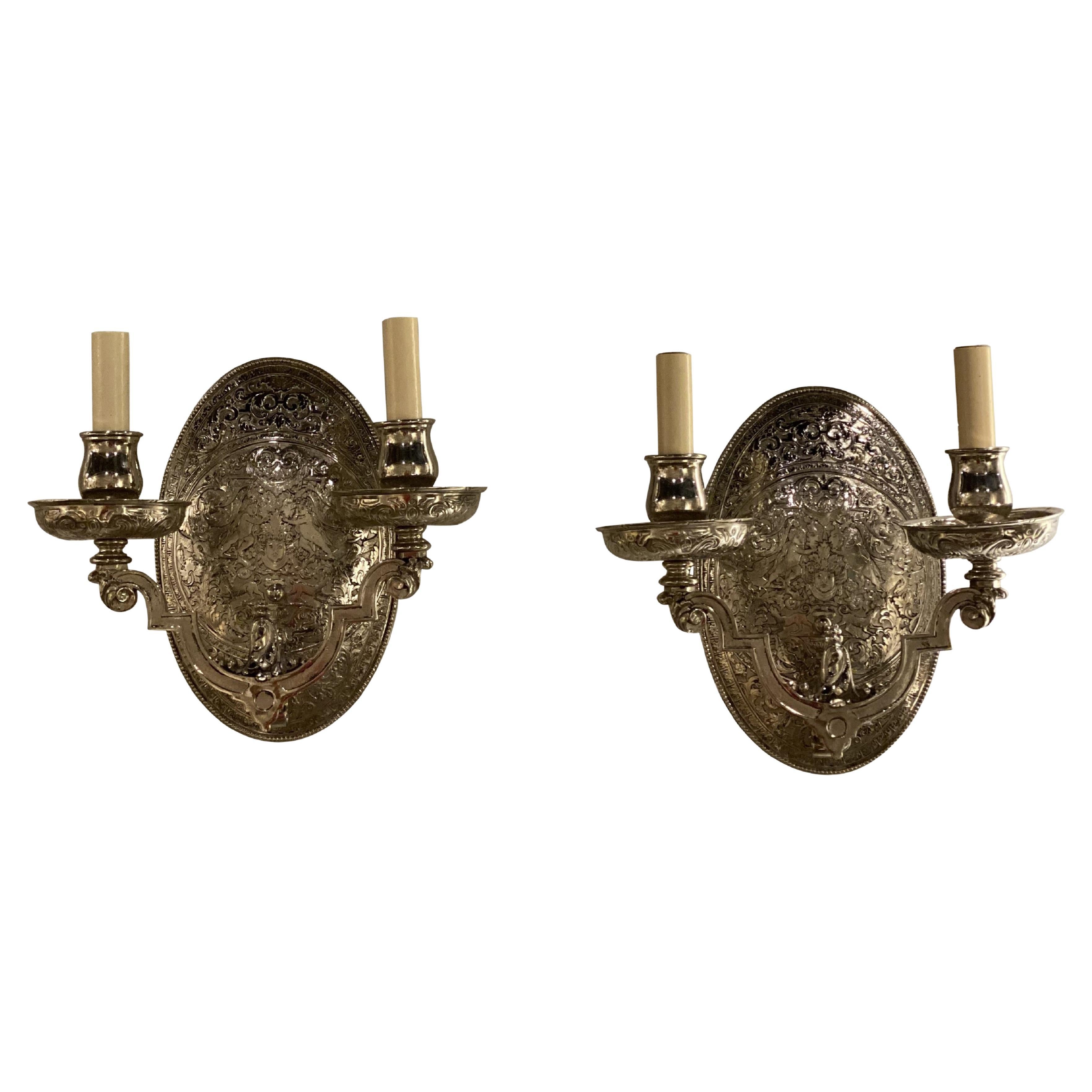 Pair of Caldwell Silver Plated Sconces, Circa 1920s