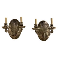 Antique Pair of Caldwell Silver Plated Sconces, Circa 1920s
