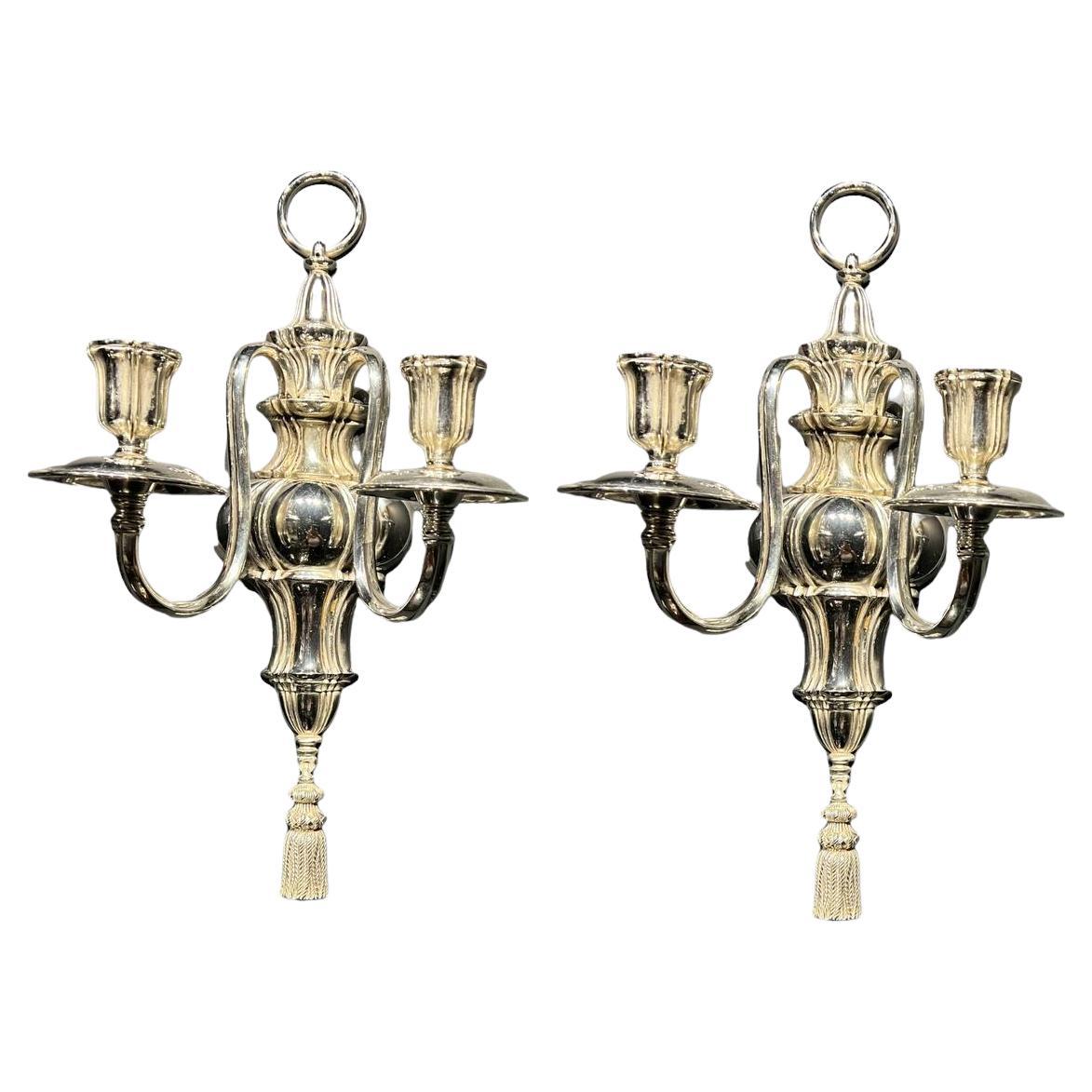 1920’s Caldwell silver plated Sconces For Sale