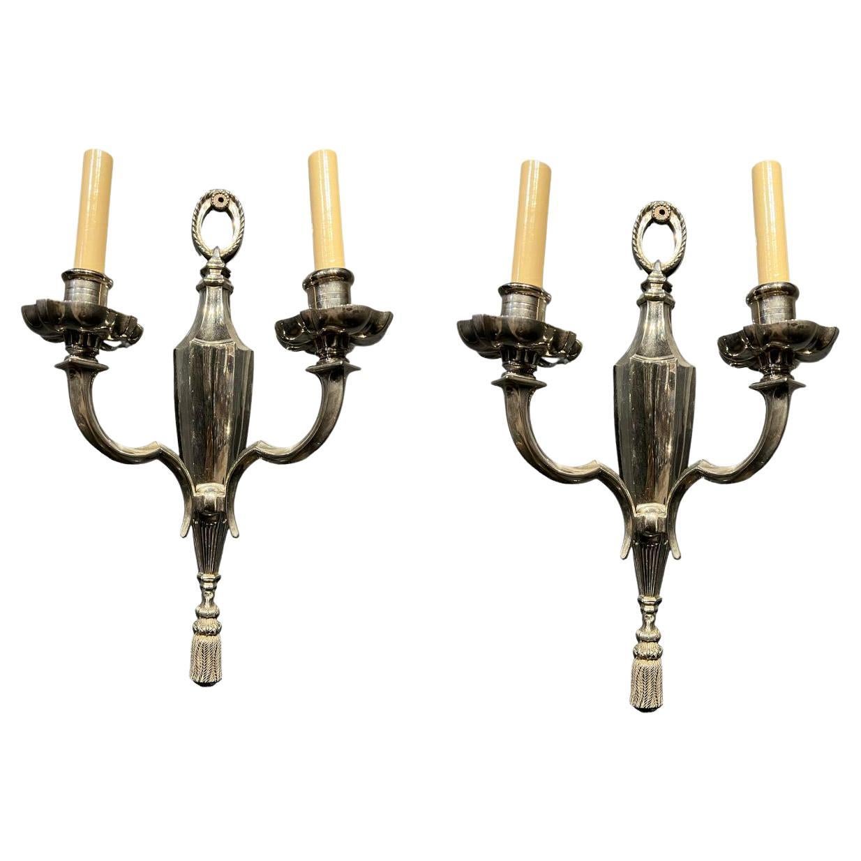 1920's Caldwell Silver Plated Sconces