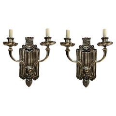 1920's Caldwell Silver Plated Sconces with Shield design 