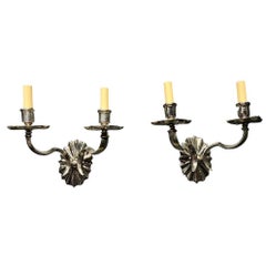 1920's Caldwell Versilberte Wandleuchter mit zwei Lights
