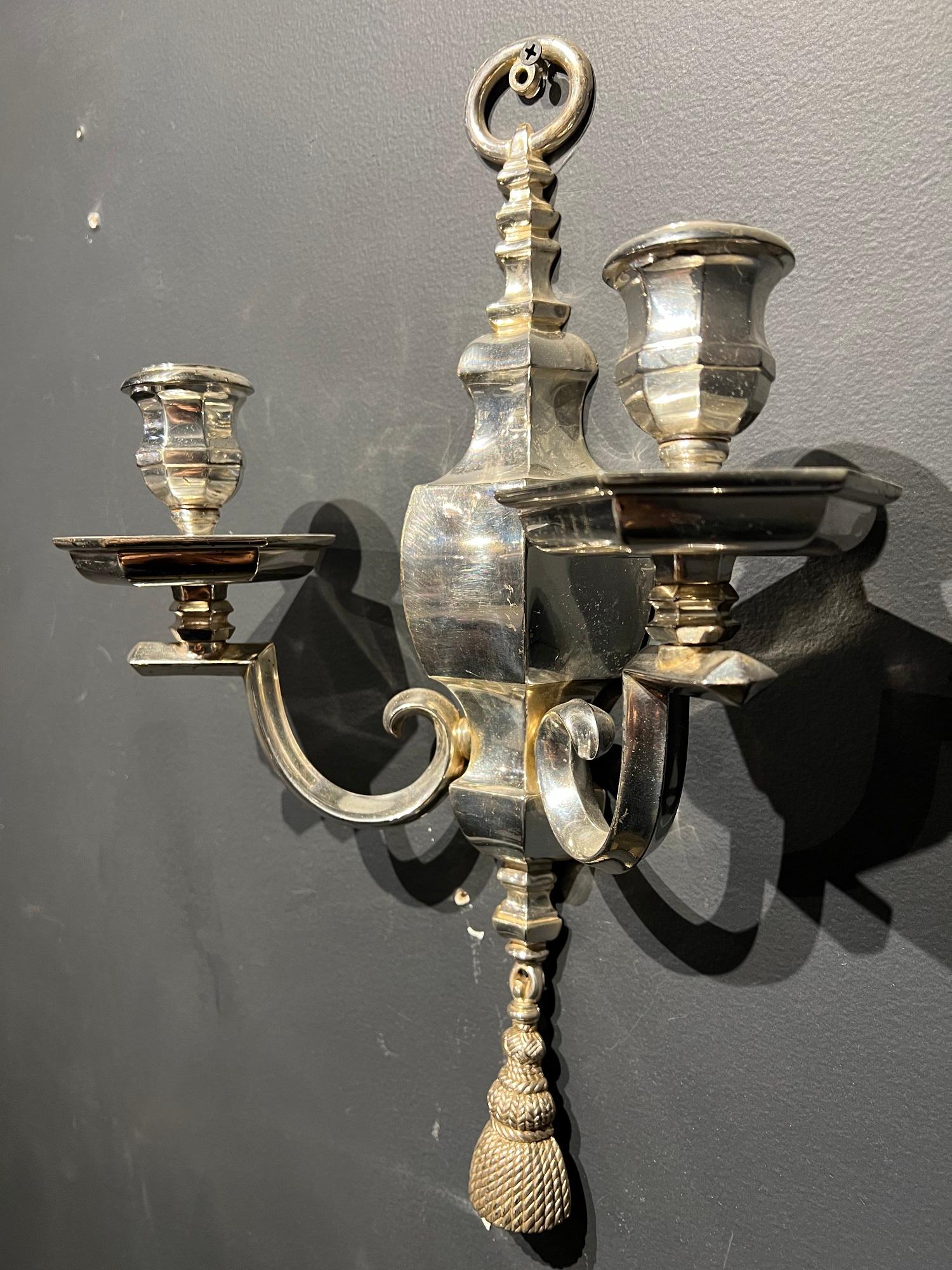 American 1920s Caldwell Silver Sconces For Sale
