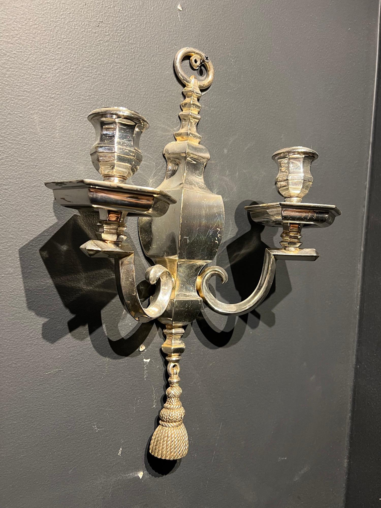 Plated 1920s Caldwell Silver Sconces For Sale