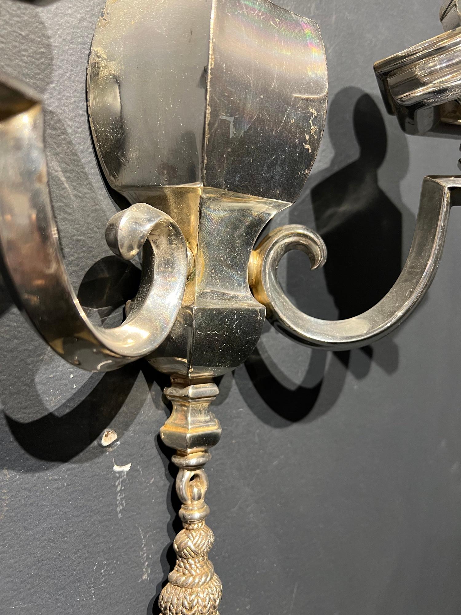 1920s Caldwell Silver Sconces In Good Condition For Sale In New York, NY