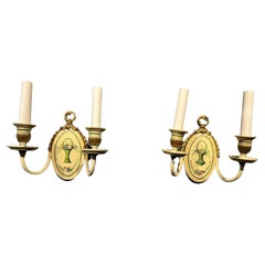 1920s Caldwell White Hand Painted Sconces