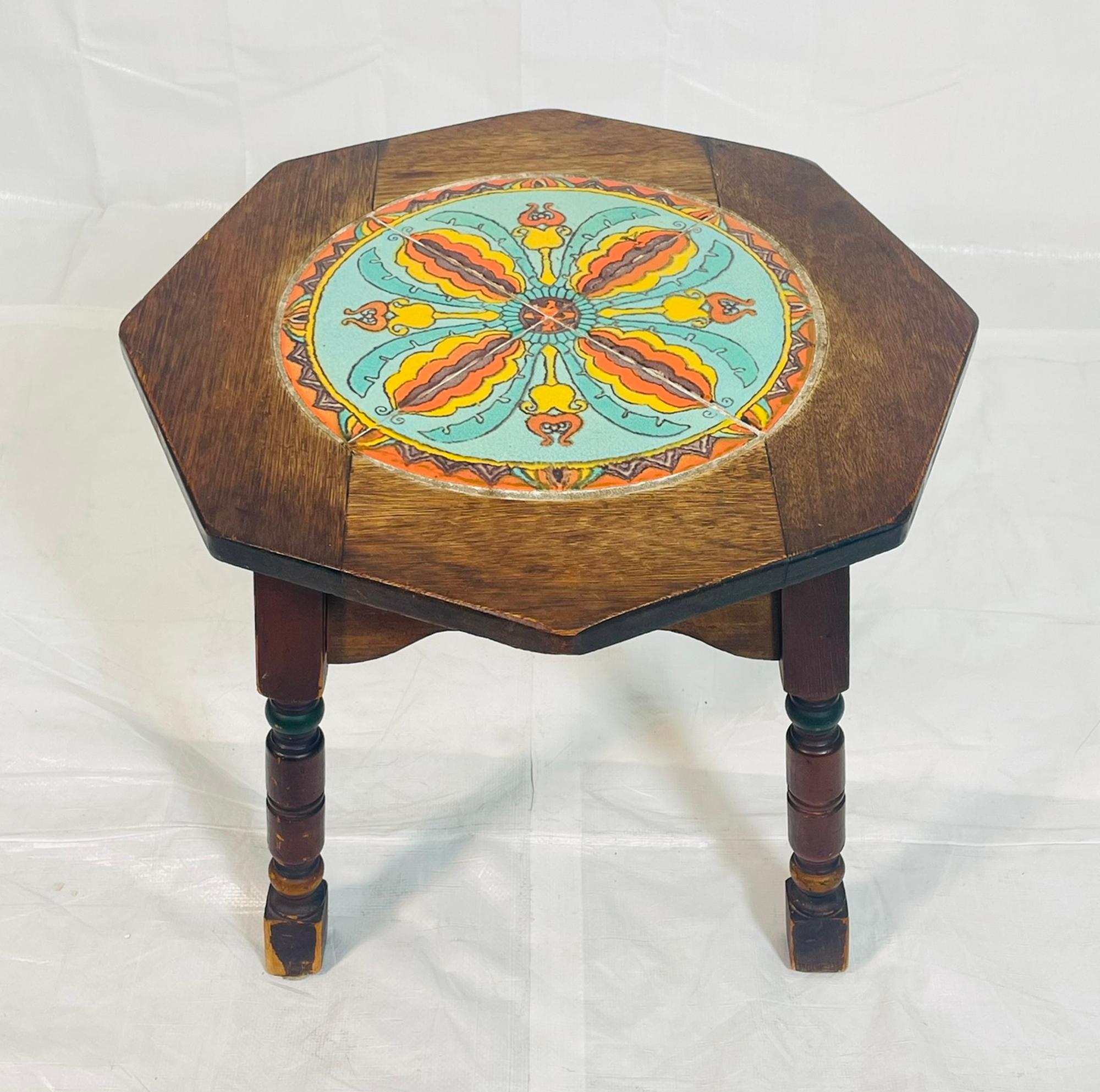1920s California Spanish Revival Tile Top Octagonal Side Table For Sale ...