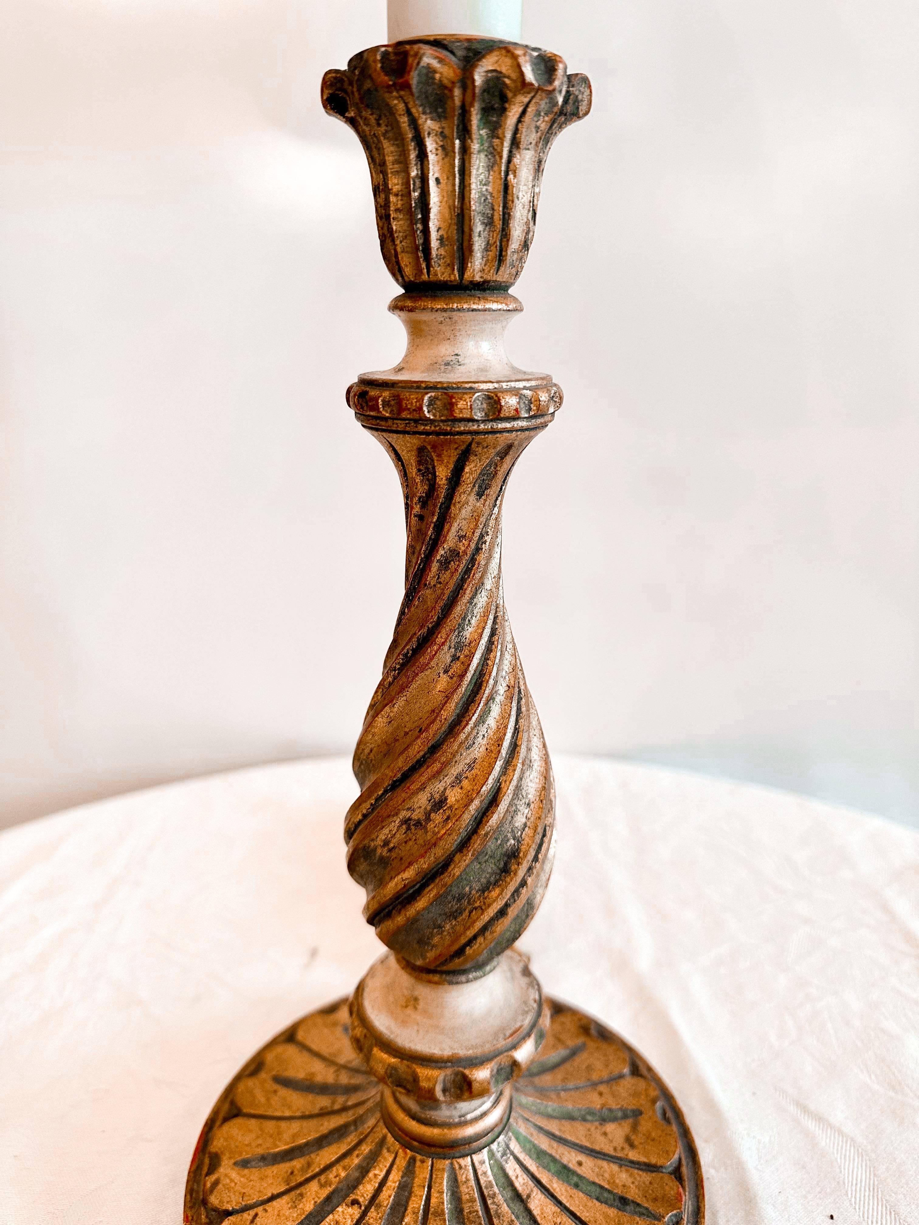 1920's Candlestick Lamp w/Shade In Good Condition For Sale In Marshville, NC