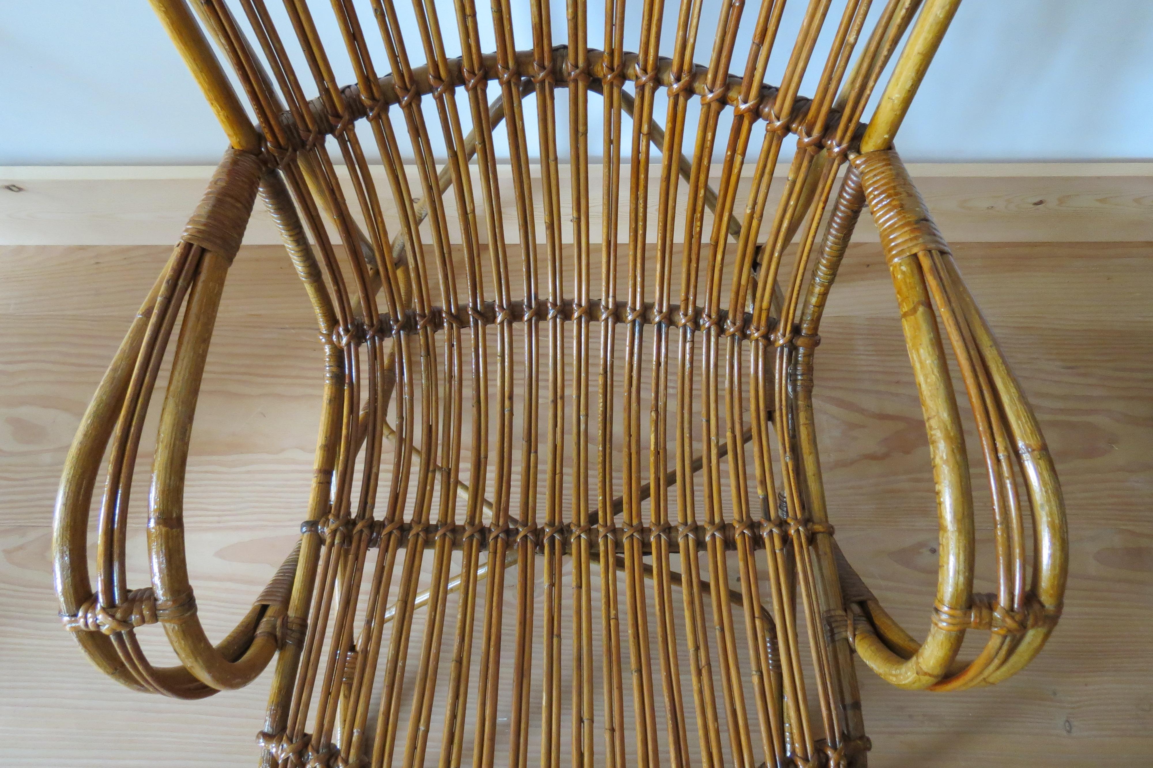 1920s Cane and Bamboo Lounge Chair 5