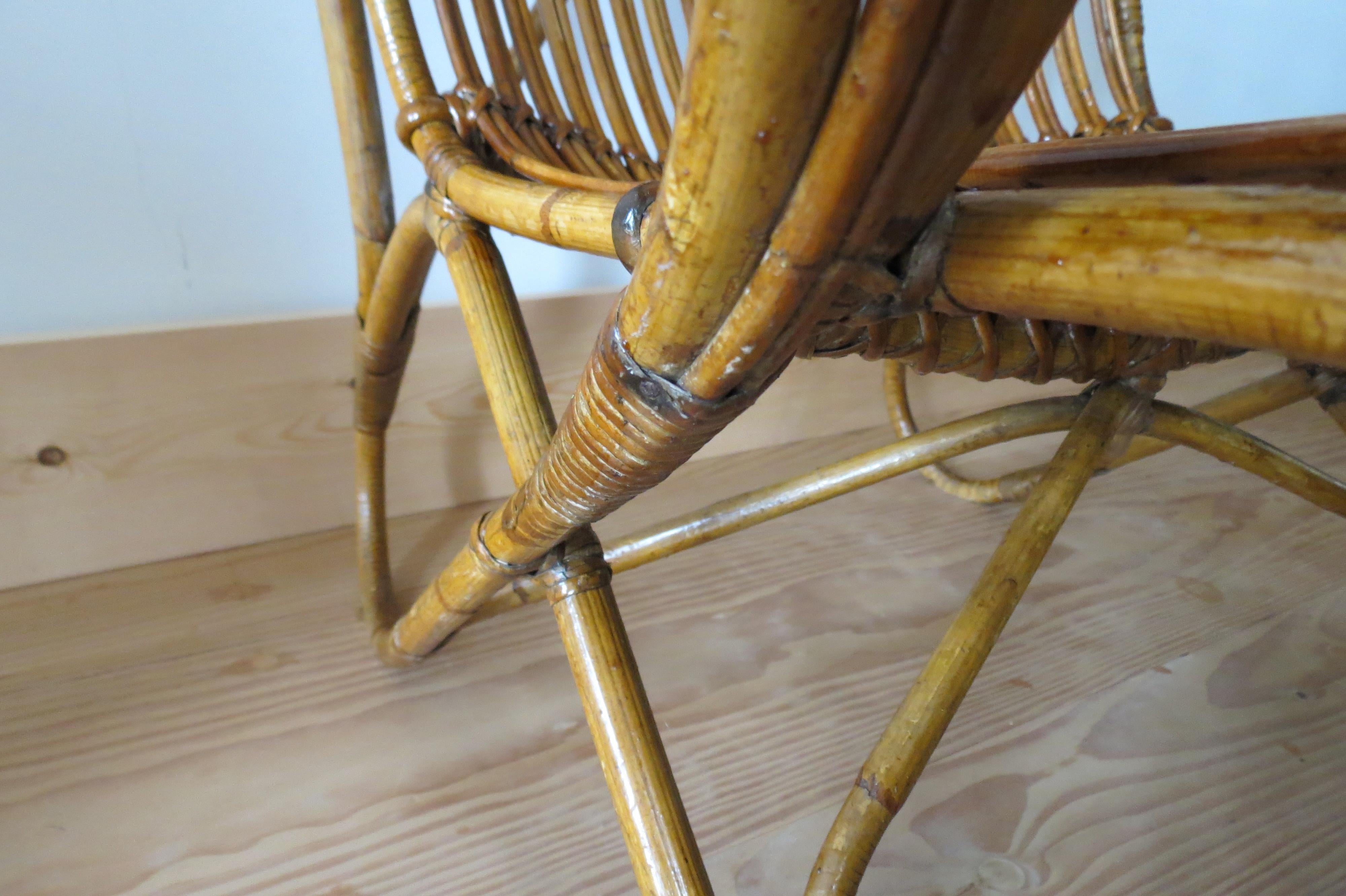 1920s Cane and Bamboo Lounge Chair 9