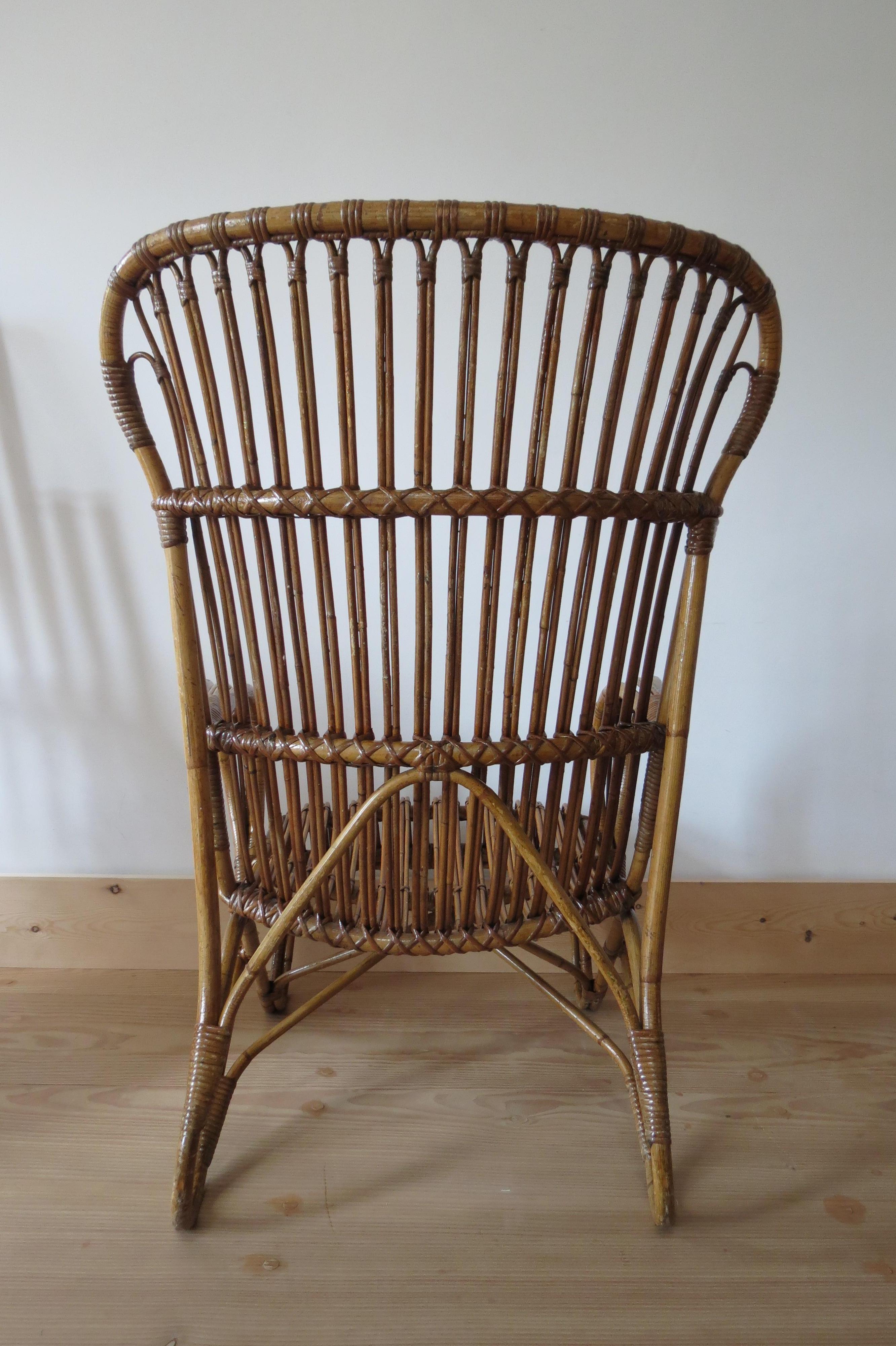 1920s Cane and Bamboo Lounge Chair In Good Condition In Stow on the Wold, GB