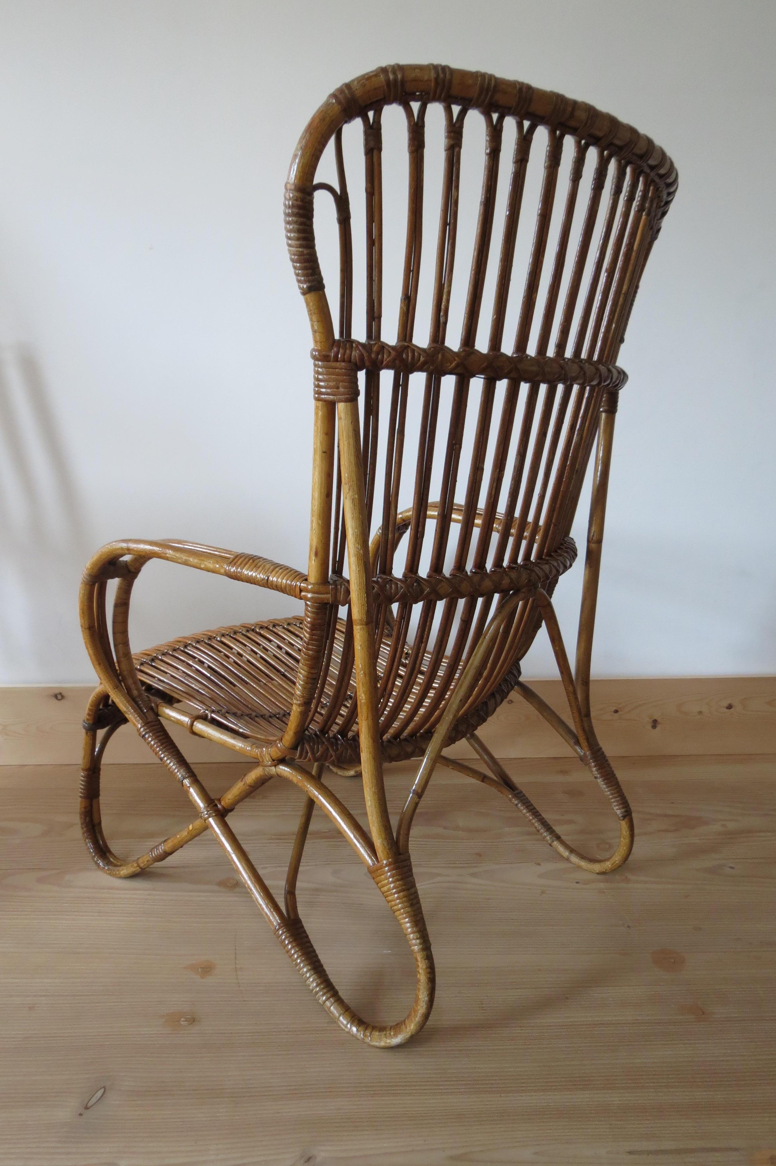 20th Century 1920s Cane and Bamboo Lounge Chair