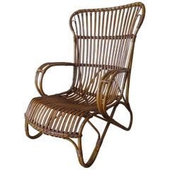 1920s Cane and Bamboo Lounge Chair