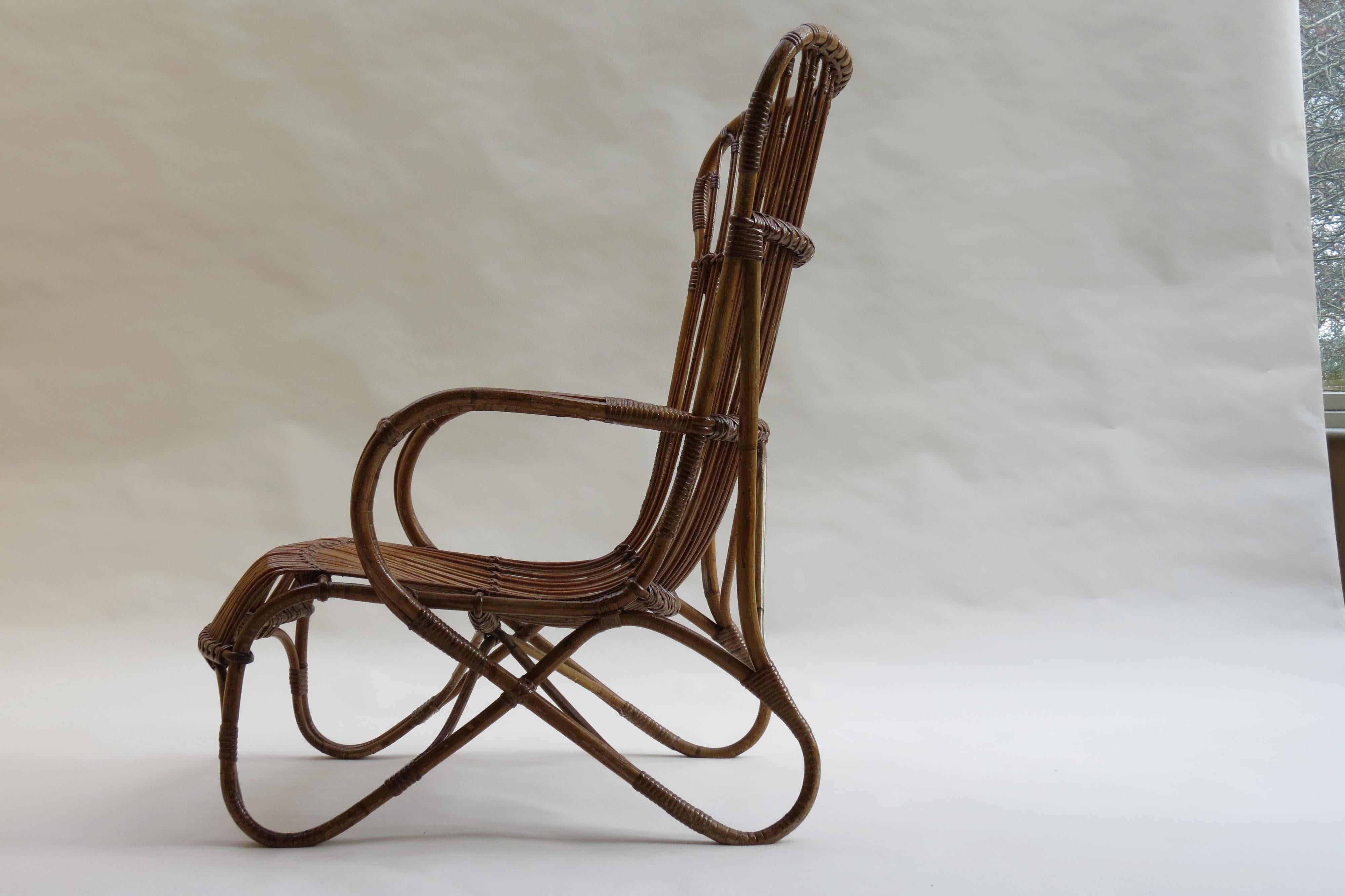 1920s Cane and Rattan Lounge Chair No 2 1