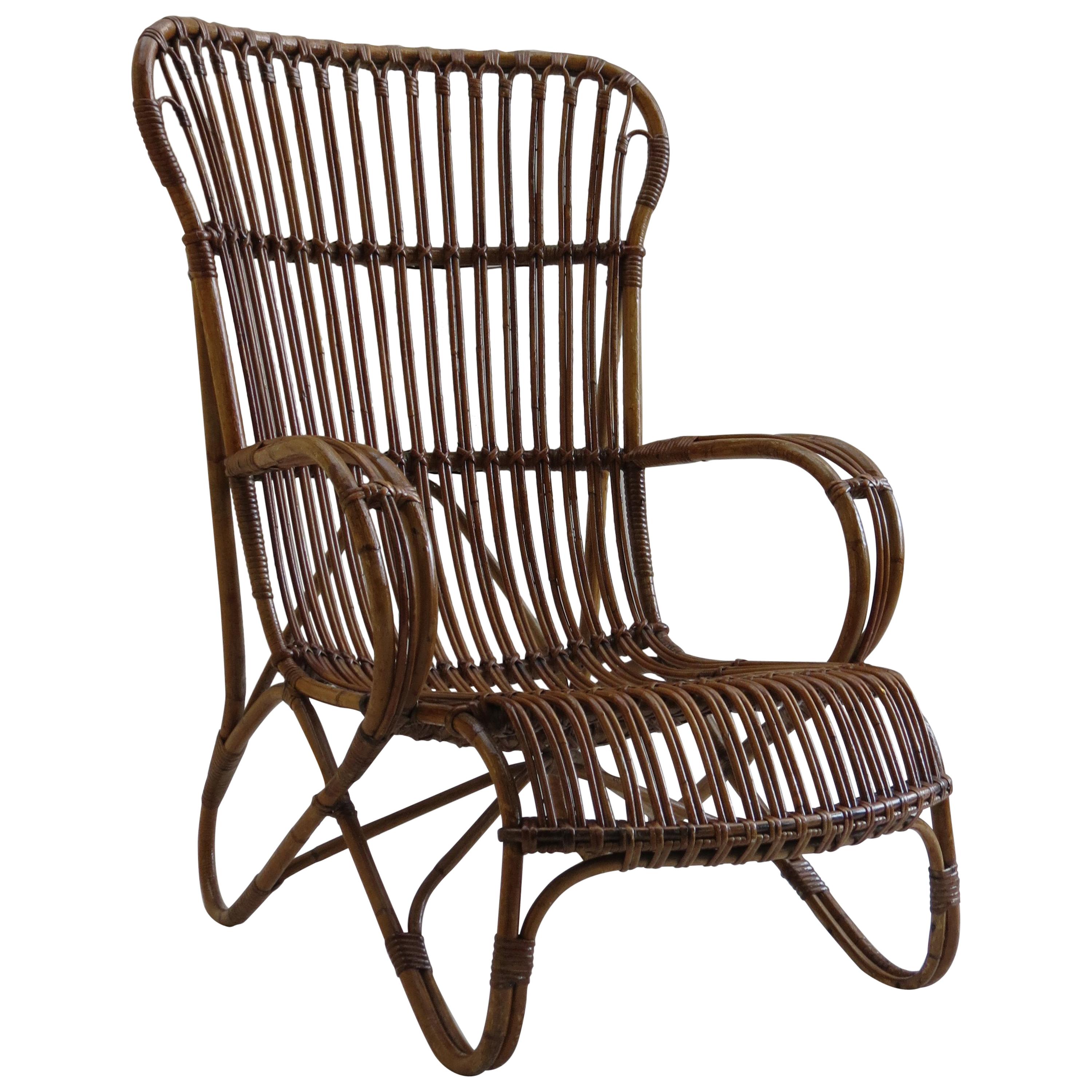 1920s Cane and Rattan Lounge Chair No 2