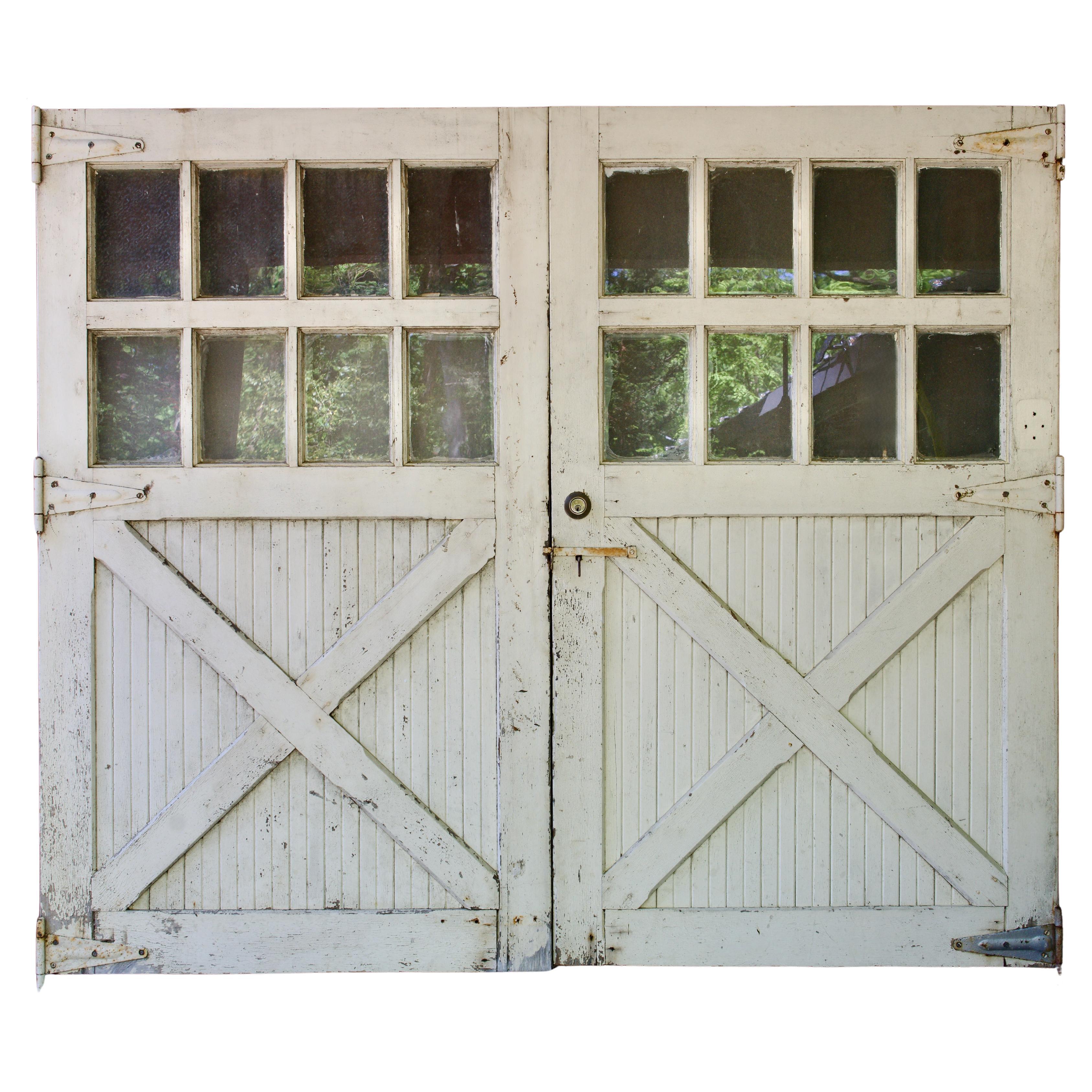 1920s Carriage House Barn Doors Rustic Industrial Garage 8-Window USA Craftsman