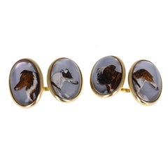 1920s Cartier New York Gold Essex Crystal Dog Cufflinks