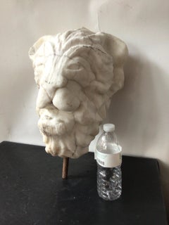 Scultura in marmo intagliato degli anni '20 con testa di leone